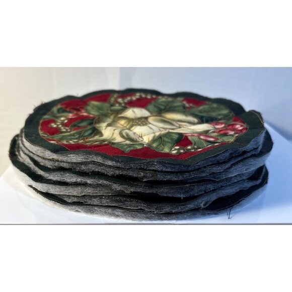 Quilted Holiday Coasters Set Of 8 Christmas Magnolia UNFINISHED - Picture 7 of 7